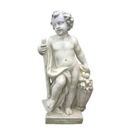 Cherub with Basket of Fruit Outdoor Statue (36-Inch)