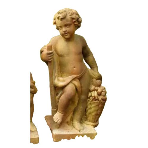 Cherub with Basket of Fruit Outdoor Statue (36 - Inch)
