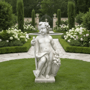 Cherub with Basket of Fruit Outdoor Statue (36-Inch)
