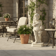 Cherub With Bird Outdoor Statue (26 - Inch) Side Angle