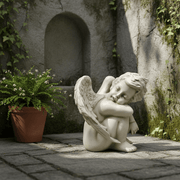 Cherub with Large Wings Outdoor Statue (10-Inch)