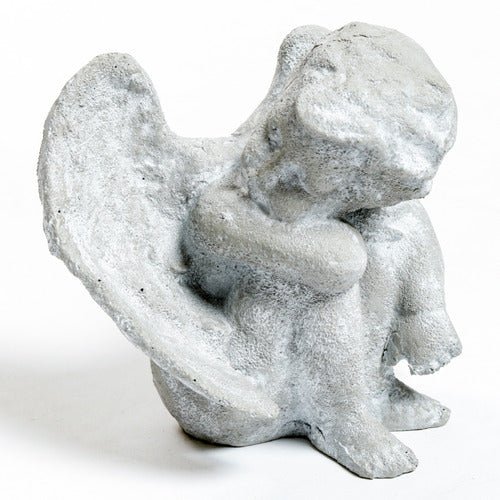 Cherub with Large Wings Outdoor Statue (10 - Inch) Different Angle