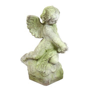 Cherub with Rose Bouquet Outdoor Statue (22 - Inch) Different Angle