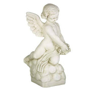 Cherub with Rose Bouquet Outdoor Statue (22-Inch)