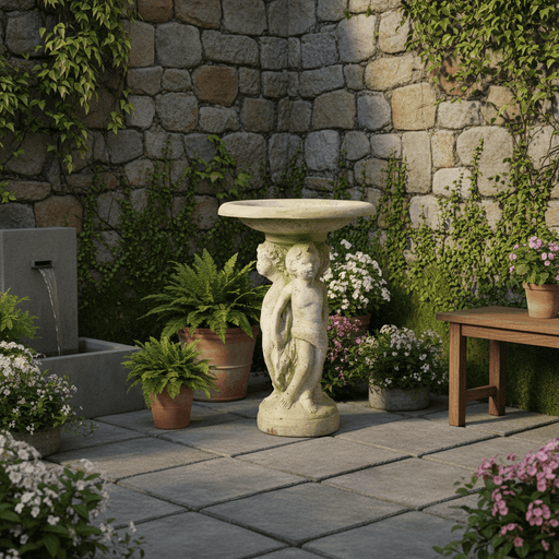 Cherubs Birdbath Outdoor Statue (27-Inch)