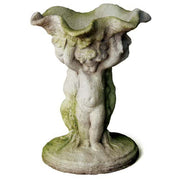 Cherubs Holding Birdbath Bowl Outdoor Statue (9 - Inch) Different Angle
