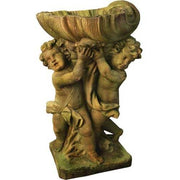 Cherubs with Basin Birdbath Outdoor Statue (36 - Inch)