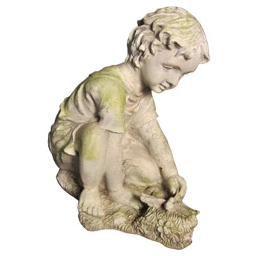 Child With Dragonfly Statue (20 - Inch)