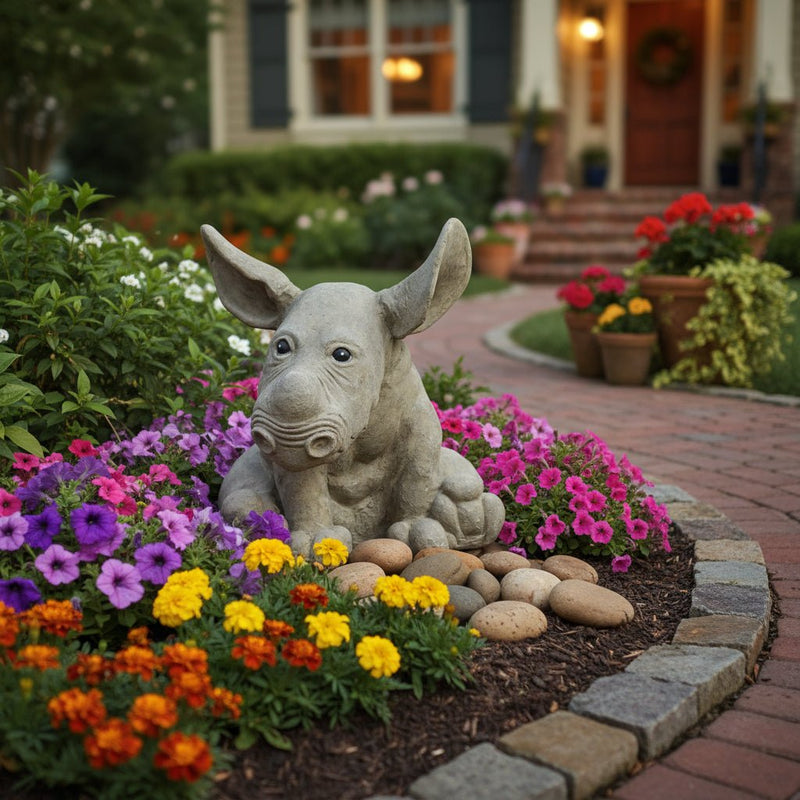 Chloe Rhino Garden Statue (12 - Inch) Side Angle