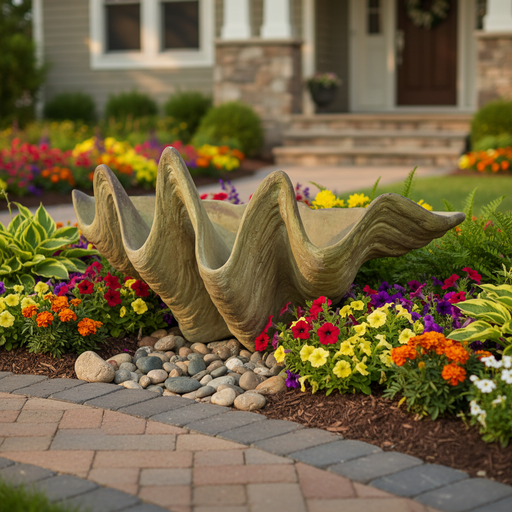 Clam Shell Planter Garden Statue (9 - Inch)