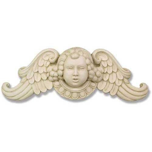 Classical Winged Cherub Head Wall Plaque Outdoor Statue (23-Inch)