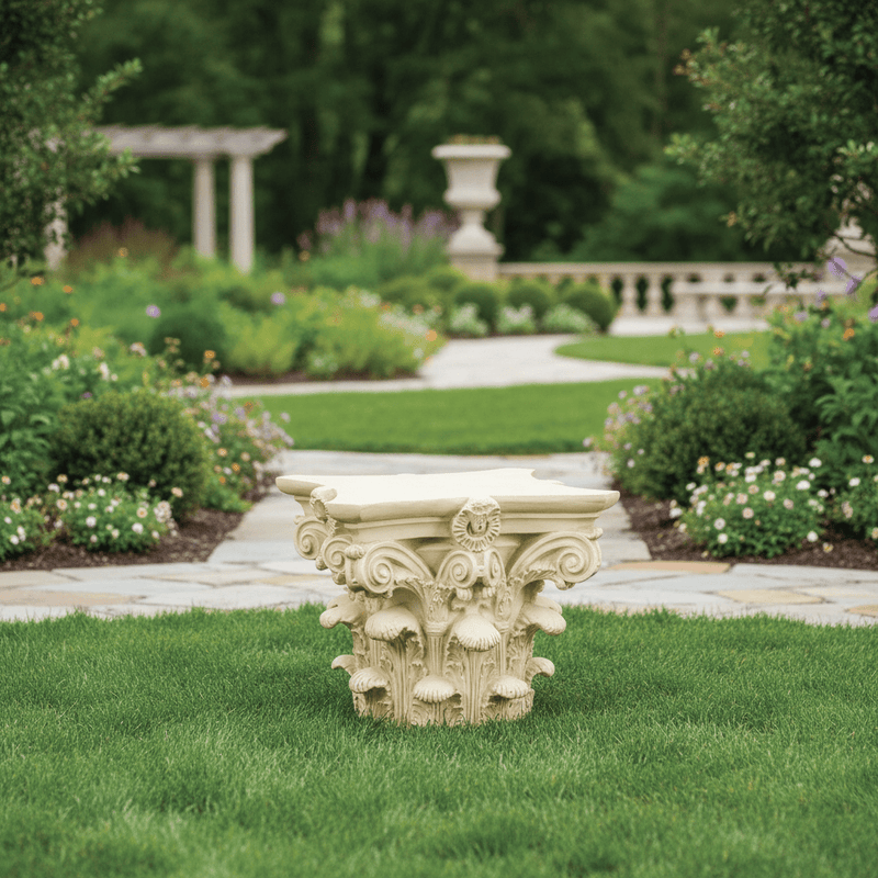 Corinthian Capital Outdoor Statue (16 - Inch) Side Angle