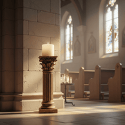 Corinthian Order Candleholder Religious Statue (13 - Inch) Side Angle