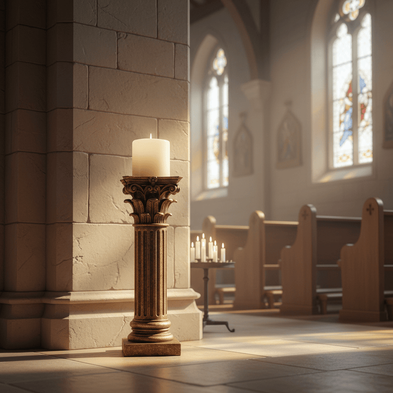 Corinthian Order Candleholder Religious Statue (13 - Inch) Side Angle