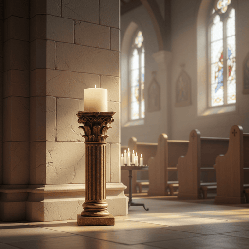 Corinthian Order Candleholder Religious Statue (13 - Inch) Side Angle