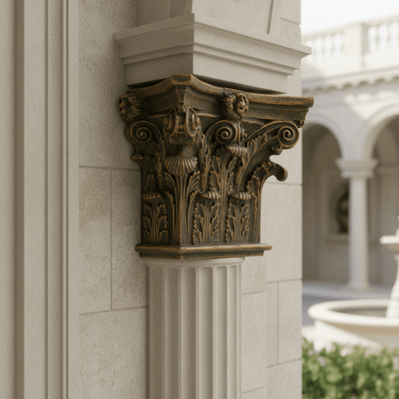 Corinthian Pilaster Top Outdoor Bracket (9 - Inch) Side Angle