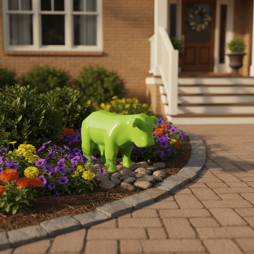 Cow Garden Statue (12 - Inch) Side Angle