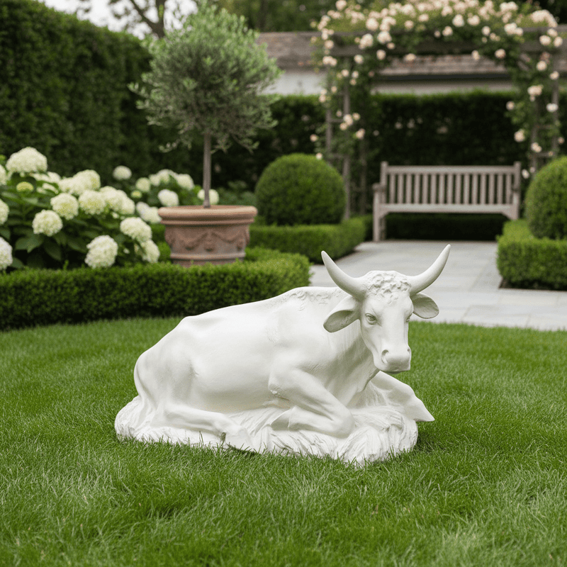 Cow Garden Statue (19 - Inch) Side Angle