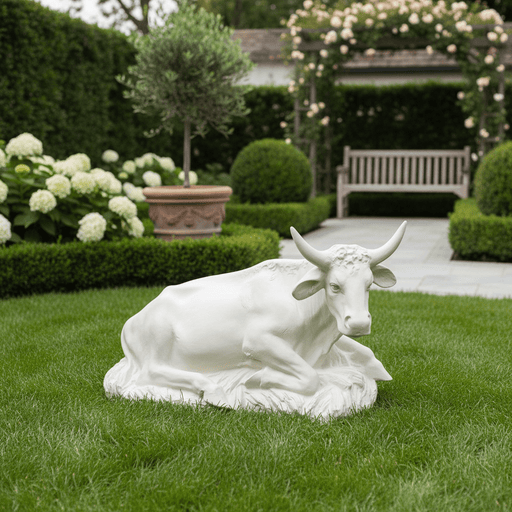 Cow Garden Statue (19 - Inch) Side Angle