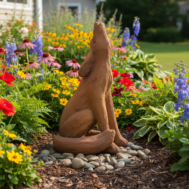 Coyote Garden Statue (20 - Inch) Side Angle