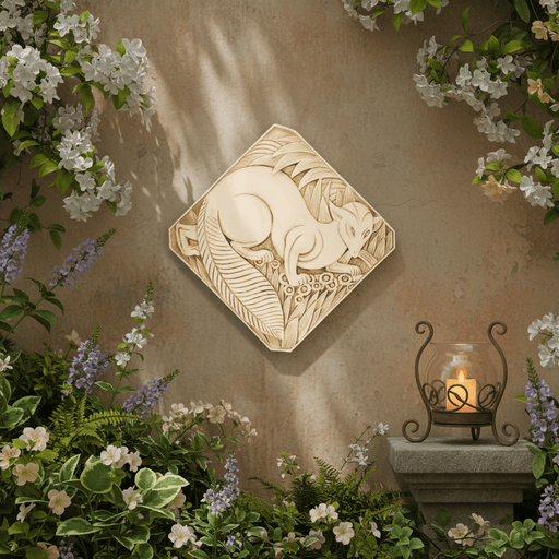 Crouching Fox Garden Statue (18 - Inch) Side Angle