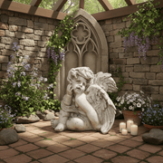 Cute Cherub Garden Statue (12 - Inch) Side Angle