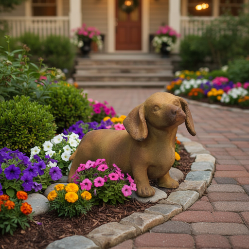 Dachshund Dog Garden Statue (10 - Inch) Side Angle