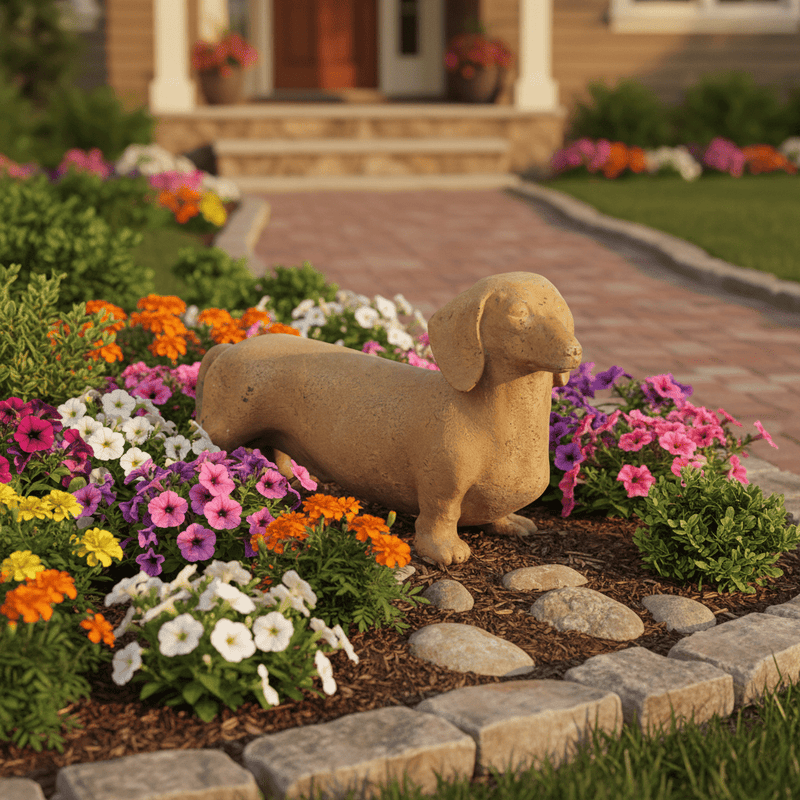 Dachshund Dog Garden Statue (12 - Inch) Side Angle