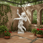 Dancing Cherub with Torch Garden Outdoor Statue (43-Inch)