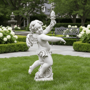 Dancing Cherub with Torch Garden Outdoor Statue (43-Inch)