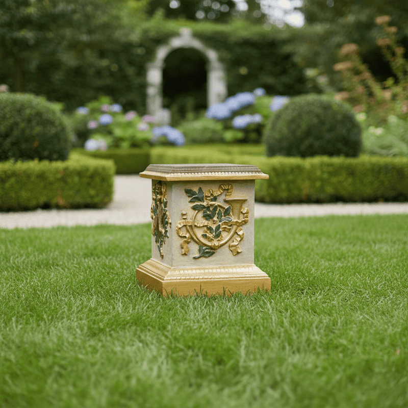 Decorative Horn Pedestal Statue (23 - Inch) Side Angle