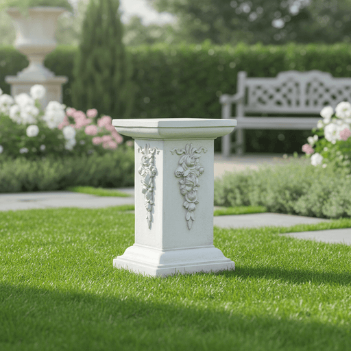 Decorative Square Pedestal Statue (30 - Inch) Side Angle