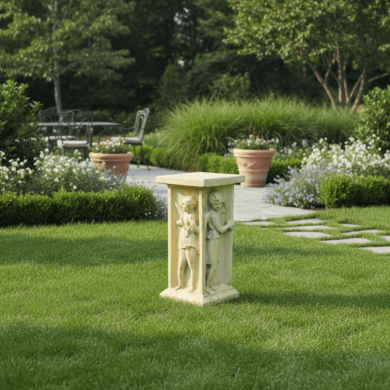 Della Robia Cherub Outdoor Statue (24 - Inch) Side Angle