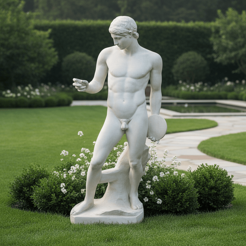 Discobolus Without Fig Discus Statue (71 - Inch) Side Angle