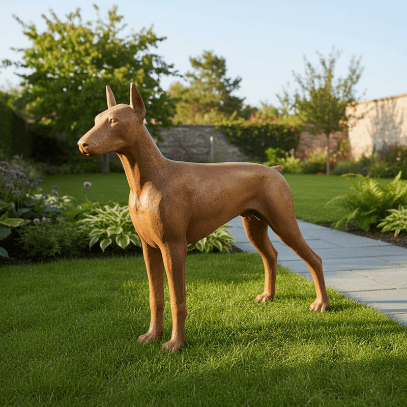 Doberman Dog Garden Statue (32 - Inch) Side Angle