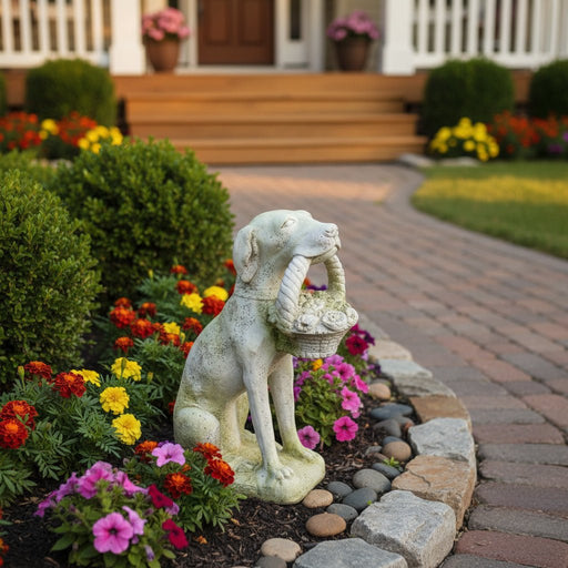 Dog Garden Statue (24 - Inch) Side Angle