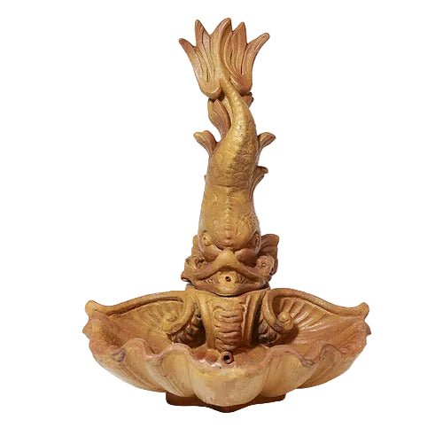 Dolphin Garden Fountain with Shell (34 - Inch) Side View