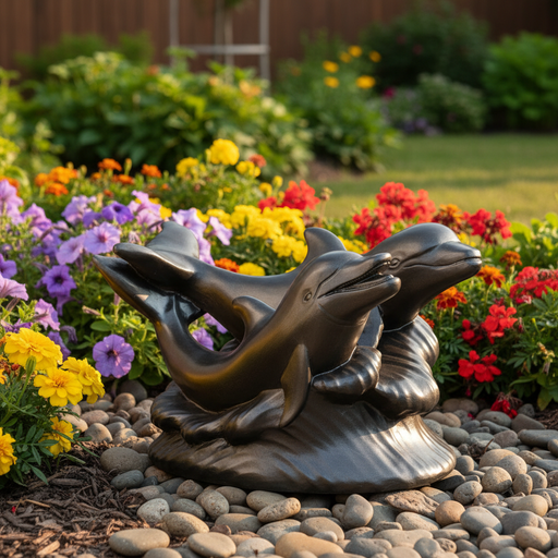 Dolphins Garden Statue (15-Inch)