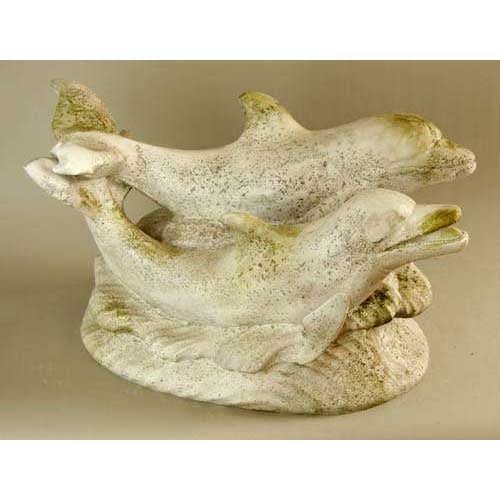 Dolphins Swimming Garden Statue (15 - Inch) Different Angle