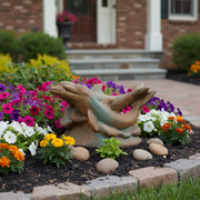 Dolphins Swimming Garden Statue (15 - Inch) Side Angle