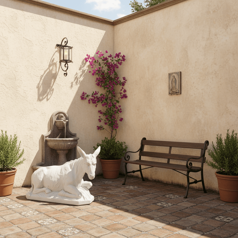 Donkey Religious Scene Statue (64 - Inch) Side Angle