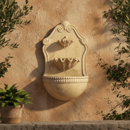 Double Shell Garden Wall Fountain (24 - Inch) Side Angle
