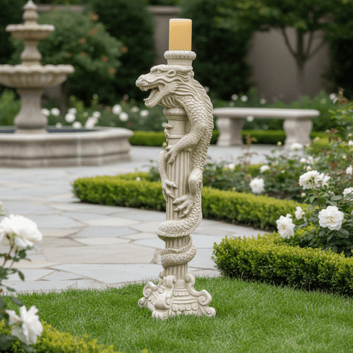 Dragon Climbing Candlestick Statue (36-Inch)