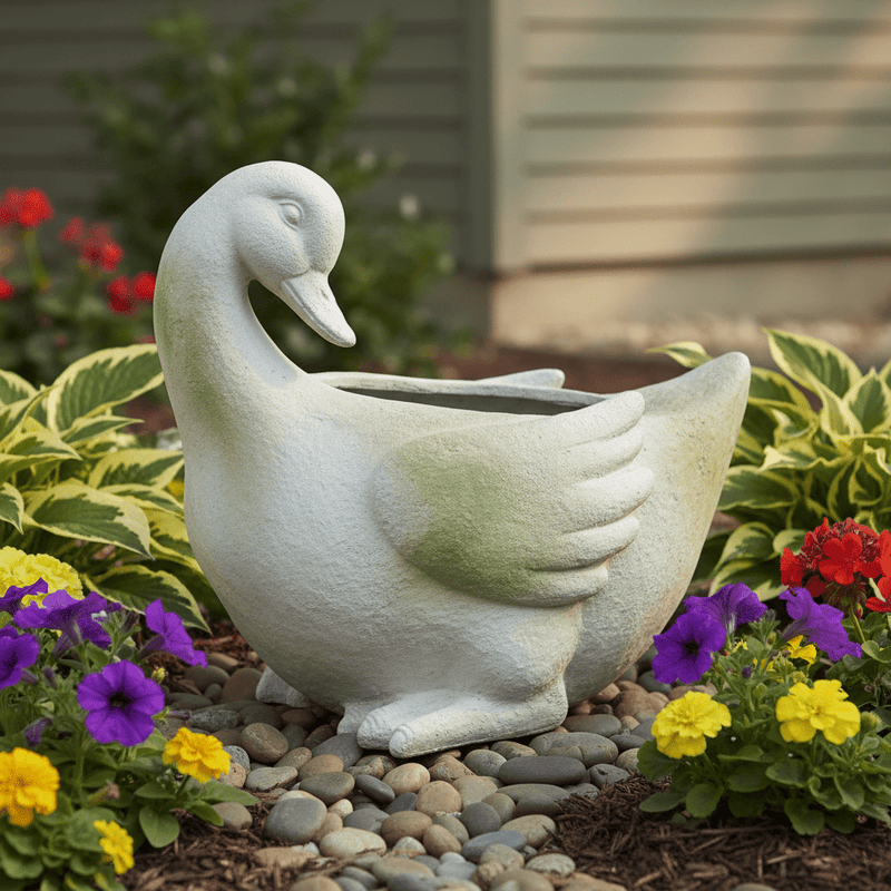 Duck Garden Statue (14 - Inch) Side Angle