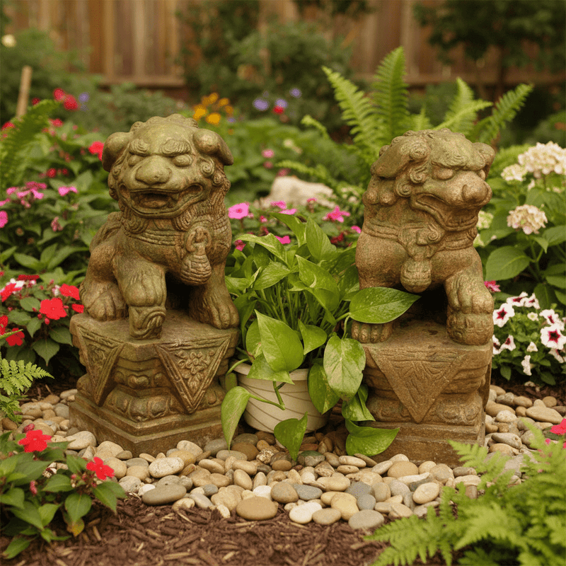Dynasty Lion Garden Statue (18-Inch)