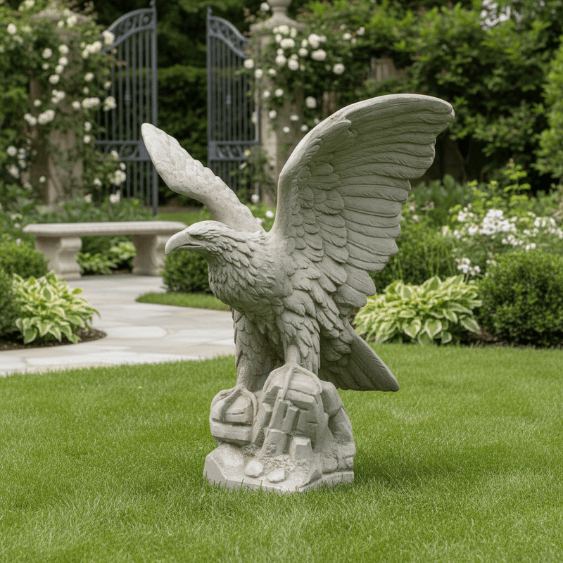 Eagle Bird Garden Statue Facing Right (40 - Inch) Side Angle