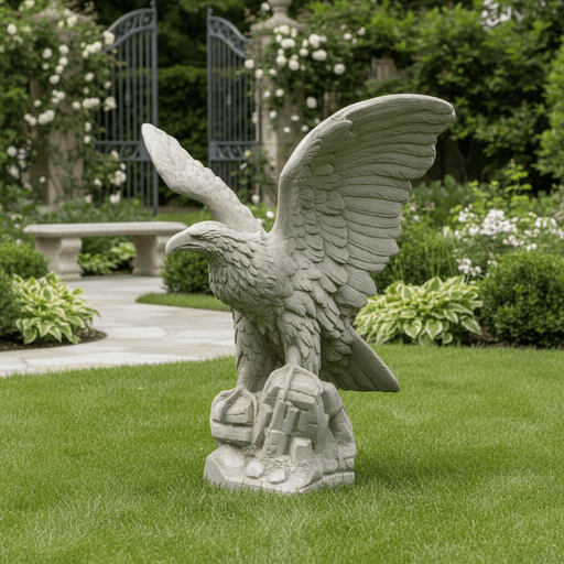 Eagle Bird Garden Statue Facing Right (40 - Inch) Side Angle