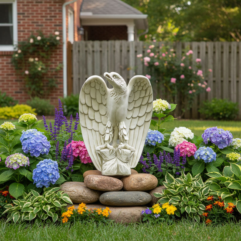 Eagle Garden Statue (18 - Inch) Side Angle