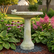 Eight Sided Birdbath W Birds Statue (Eight - Sided) Side Angle