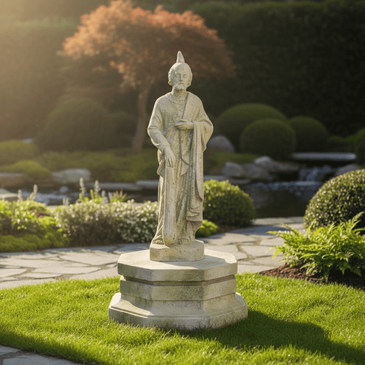 Eight - Sided Riser Outdoor Statue (10 - Inch) Side Angle
